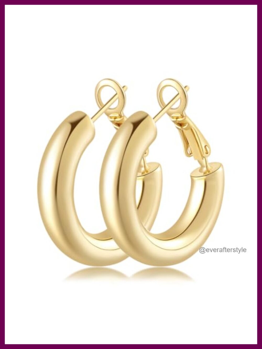 14k Gold Plated Chunky Hoop Earrings for Women